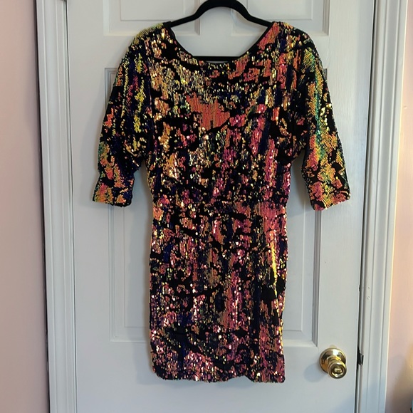 Sequin and velvet mini dress - Picture 1 of 4